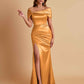Elegant Soft Satin Off-the-shoulder Side-Slit Mermaid Bridesmaid Dresses