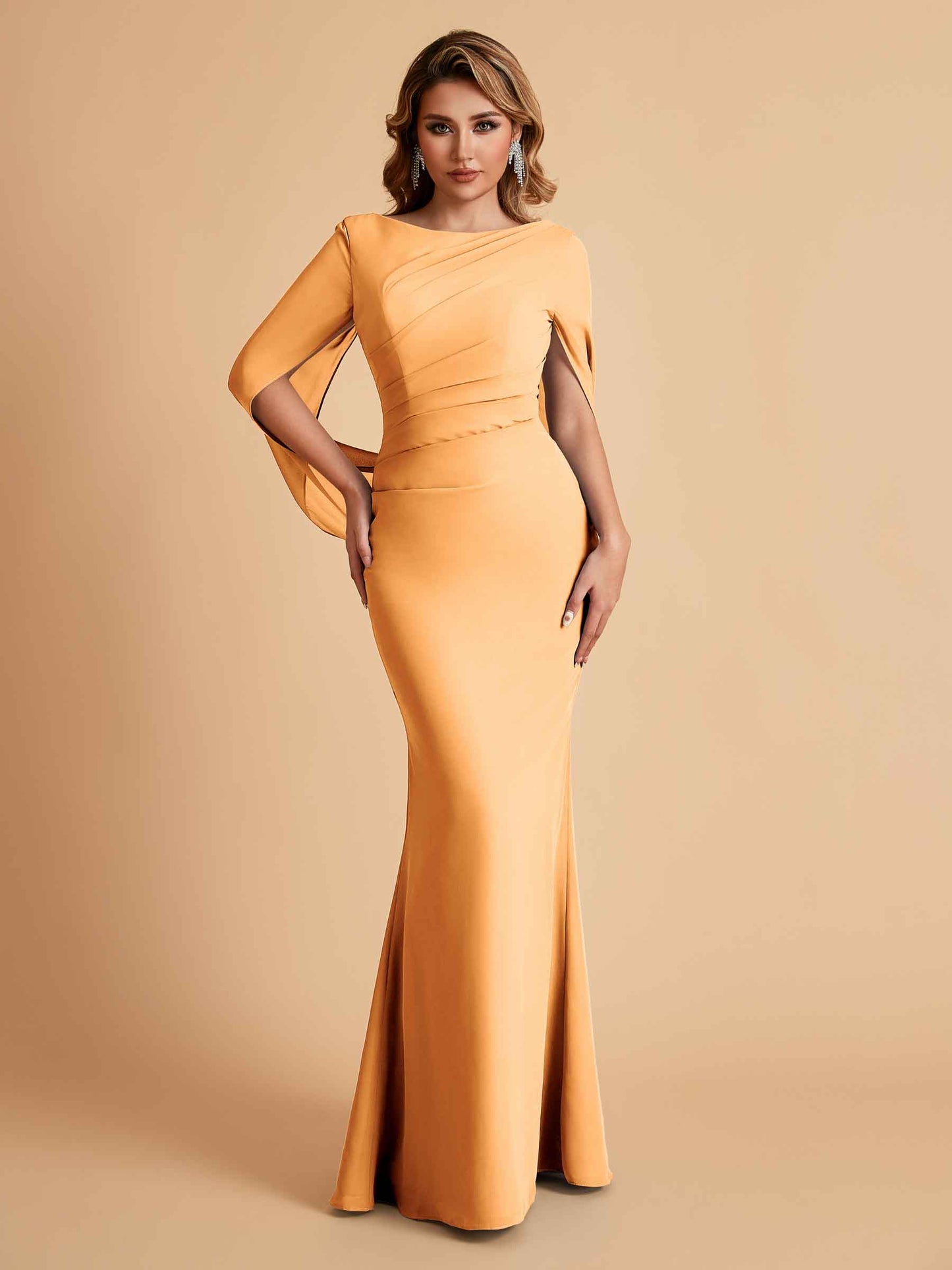 Elegant Mermaid Chiffon Half Sleeves Jewel Mother of the Brides Dresses Online