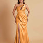 Sexy One Shoulder Soft Satin Side Slit Floor-Length Mermaid Bridesmaid Dresses