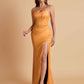 Sexy Strapless Soft Satin Side Slit Floor-Length Mermaid Bridesmaid Dresses