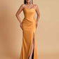 Gorgeous Spaghetti Straps Soft Satin Side Slit Floor-Length Mermaid Bridesmaid Dresses