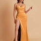 Simple Soft Satin Mermaid V-neck Floor-Length Mermaid Bridesmaid Dresses