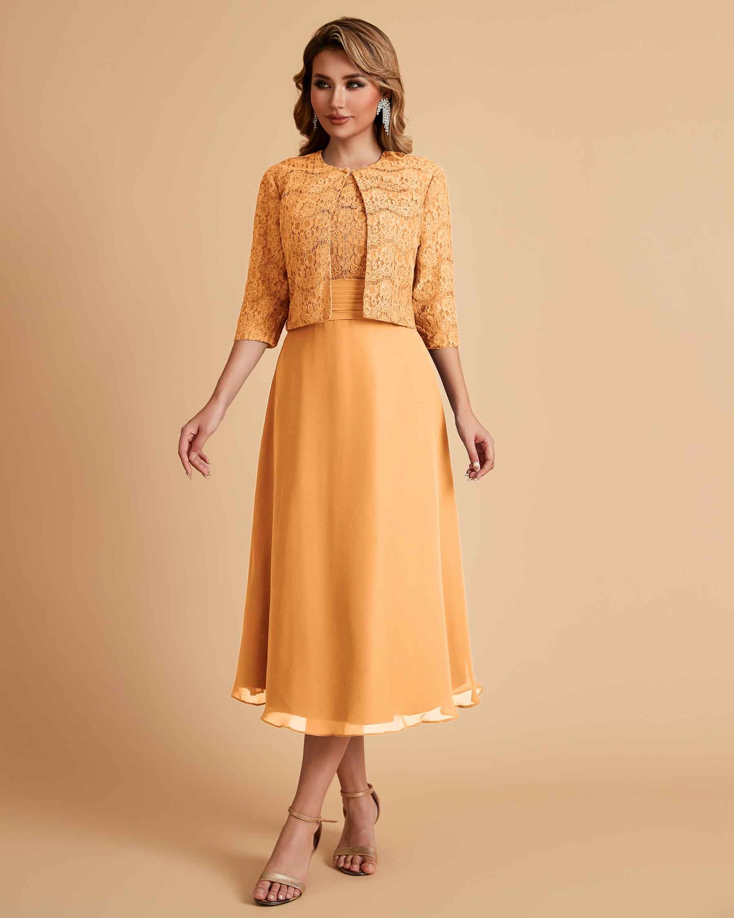 Elegant A-line Bateau Sleeveless Tea Length Mother of the Brides Dresses Online