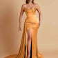 Sexy Soft Satin Sweetheart Off-the-shoulder Strapless Side-Slit Mermaid Bridesmaid Dresses