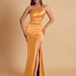 Sexy Soft Satin Mermaid One Shoulder Floor-Length Mermaid Bridesmaid Dresses