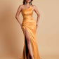 Gorgeous Strapless Soft Satin Side Slit Floor-Length Mermaid Bridesmaid Dresses