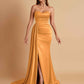 Elegant Soft Satin Sweetheart Strapless Side-Slit Mermaid Bridesmaid Dresses