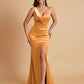 Gorgeous One Shoulder Soft Satin Side Slit Floor-Length Mermaid Bridesmaid Dresses