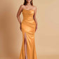 Sexy Soft Satin Mermaid Side Slit Floor-Length Mermaid Bridesmaid Dresses
