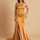 Elegant Soft Satin Mermaid Bowknot Floor-Length Mermaid Bridesmaid Dresses