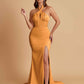 Elegant Soft Satin Mermaid Halter Side Slit Floor-Length Bridesmaid Dresses Online