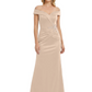 Off Shoulder Mother of the Bride Dress Beaded Waist Satin Gown Portrait Neckline