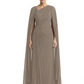 Elegant Asymmetric Neck Long A-Line Chiffon Mother of the Brides Dresses Mom Outfit with Cape