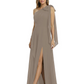 One-Shoulder Mother of the Bride Dress Chiffon Gown with Long Sash Detail