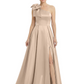 Luxury Bow Black Formal Dress One-Shoulder A-Line Gowns with Sexy Side Slit 2026