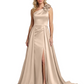 One Shoulder Sleeveless Mother of the Brides Dresses Floor Length Slit With Train