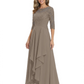 3/4 Sleeve Mother of the Bride Dress with Lace Embroidery High-Low Hem 2026