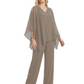 V-Neck Chiffon Mother of the Brides Dresses Plus Size Jacket Suits Wedding