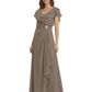 Elegant Mother of the Groom Dress Cascading Ruffle Chiffon Formal Gown Rhinestone