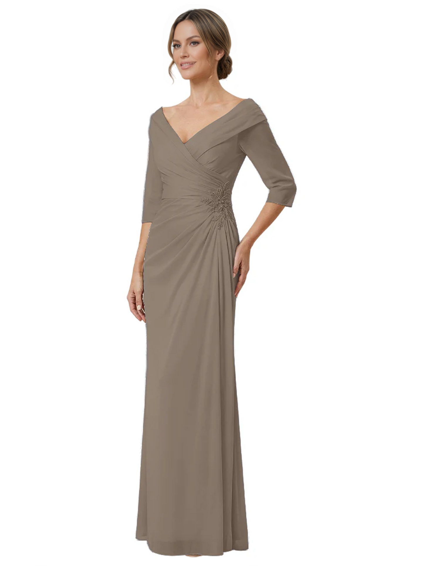 Elegant 3/4 Sleeve Mother of the Brides Dresses Mom Outfits Wedding Satin