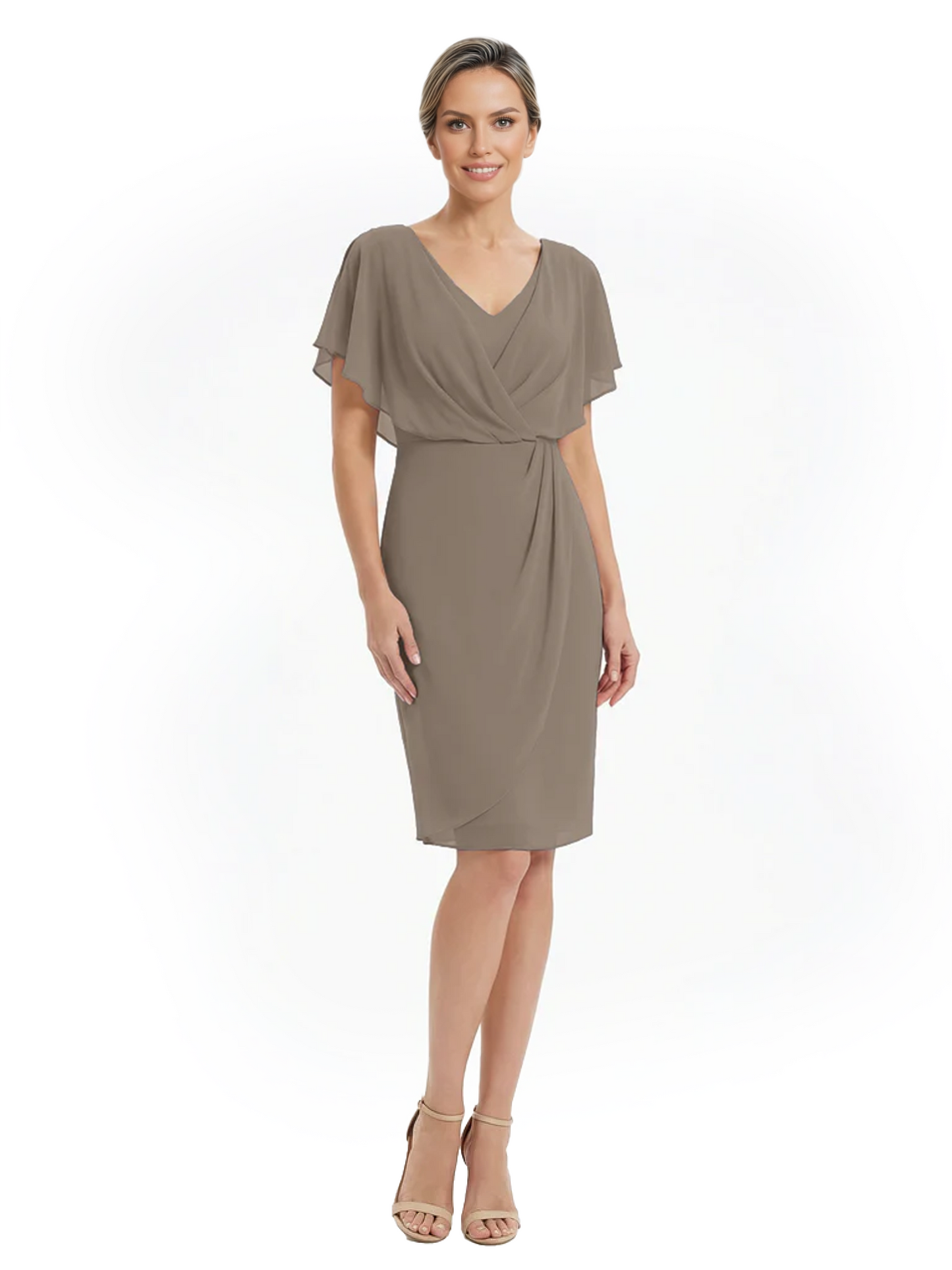 Chic Knee-Length Mother of Bride Formal Dress Slimming Chiffon Styles for Wedding Guest
