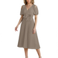 Wedding Formal Dress V-Neck Pleated Chiffon Gown with 3D Flower Accent Knee Length