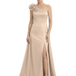 One Shoulder Mother of the Bride Dress with 3D Floral Detail Formal Dress A-Line Gowns with Slit