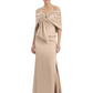 Formal Floor-Length Mother of the Bride Gown Satin Maxi Dress with Bow Neckline