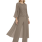 Elegant Pink 3-Piece Pant Set Trending 2026 Styles with Lace Wide-Leg Pants