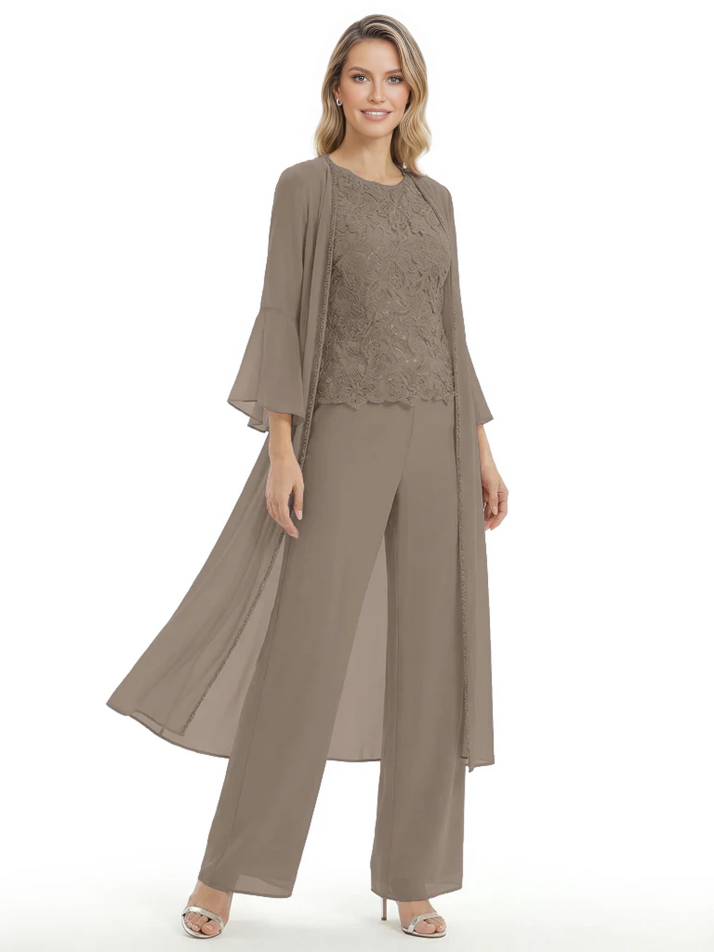 Elegant Pink 3-Piece Pant Set Trending 2026 Styles with Lace Wide-Leg Pants