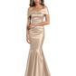 Luxury Emerald Formal Dress Off-the-Shoulder Satin Gown Trumpet Silhouette