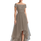 Formal High-Low Mother of the Bride Gown Short Sleeve Lace Maxi Dress with Tiered Skirt