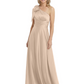 One-Shoulder Mother of the Bride Dress Satin Gown with Bow Ruched Empire Waist