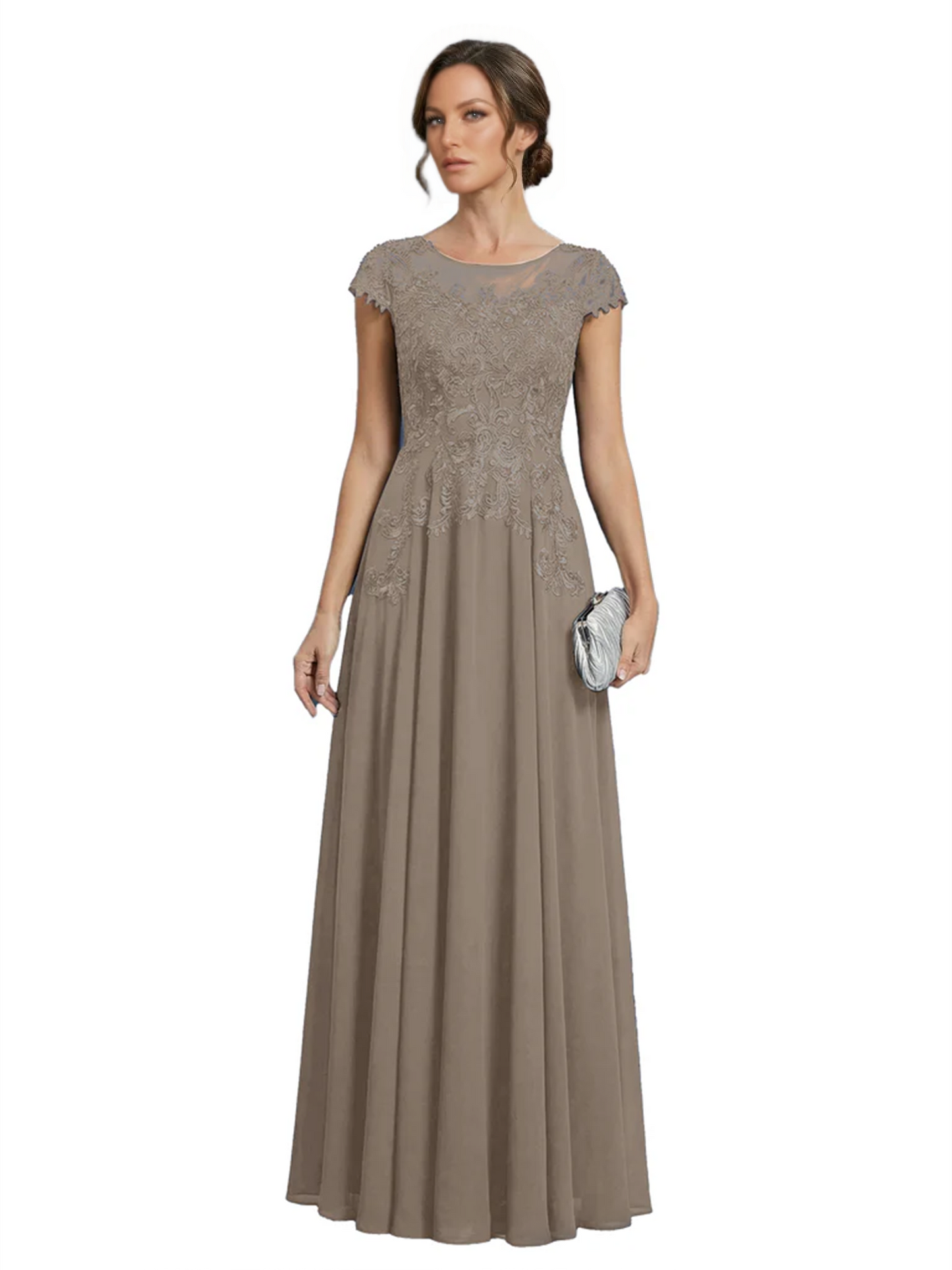 Chic Long A-Line Chiffon Mother of the Brides Dresses Sequin Mom Outfits For Wedding