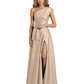 Wedding Mother of the Bride Dress One Shoulder and High Slit Formal Dresses