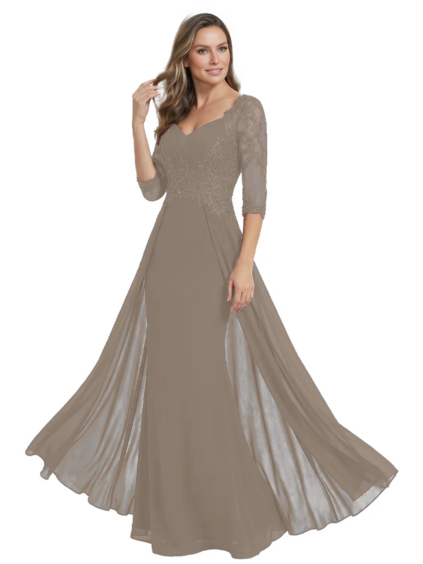 Luxury Burgundy Formal Dress Embroidered Lace Bodice Flowy Chiffon Gown 2026