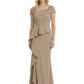 A-Line Satin Cap Sleeves Mother of the Brides Dresses Floor Length For Wedding