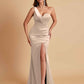 Gorgeous One Shoulder Soft Satin Side Slit Floor-Length Mermaid Bridesmaid Dresses