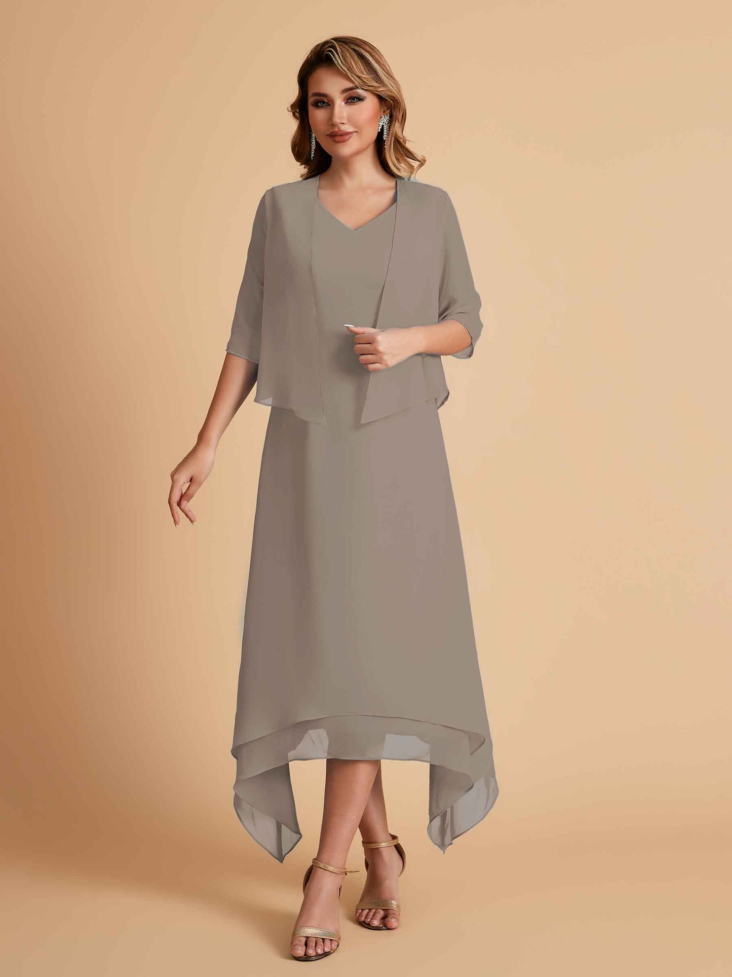 Elegant A-line Chiffon Short Sleeves Mother of the Brides Dresses Online