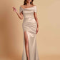Elegant Soft Satin Off-the-shoulder Side-Slit Mermaid Bridesmaid Dresses