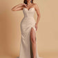 Elegant Soft Satin Mermaid V-neck Side Slit Floor-Length Bridesmaid Dresses Online