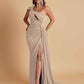 Gorgeous One Shoulder Bow Knot Soft Satin Side Slit Floor-Length Mermaid Bridesmaid Dresses