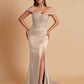 Sexy Soft Satin V-neck Off-the-shoulder Strapless Side-Slit Mermaid Bridesmaid Dresses