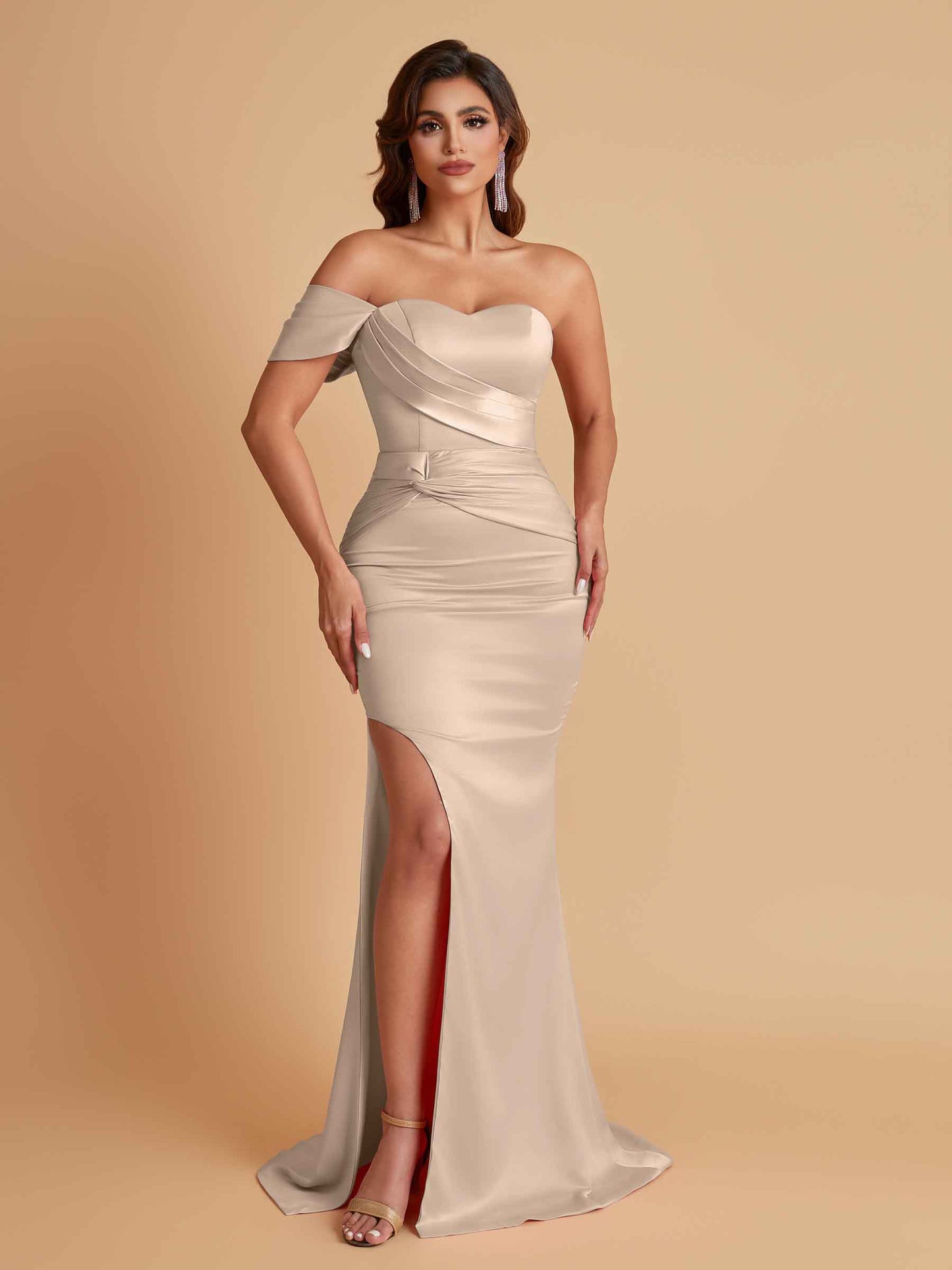 Sexy Soft Satin Mermaid One Shoulder Floor-Length Mermaid Bridesmaid Dresses