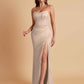 Sexy Strapless Soft Satin Side Slit Floor-Length Mermaid Bridesmaid Dresses