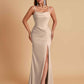 Gorgeous Spaghetti Straps Soft Satin Side Slit Floor-Length Mermaid Bridesmaid Dresses