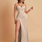 Simple Soft Satin Mermaid V-neck Floor-Length Mermaid Bridesmaid Dresses