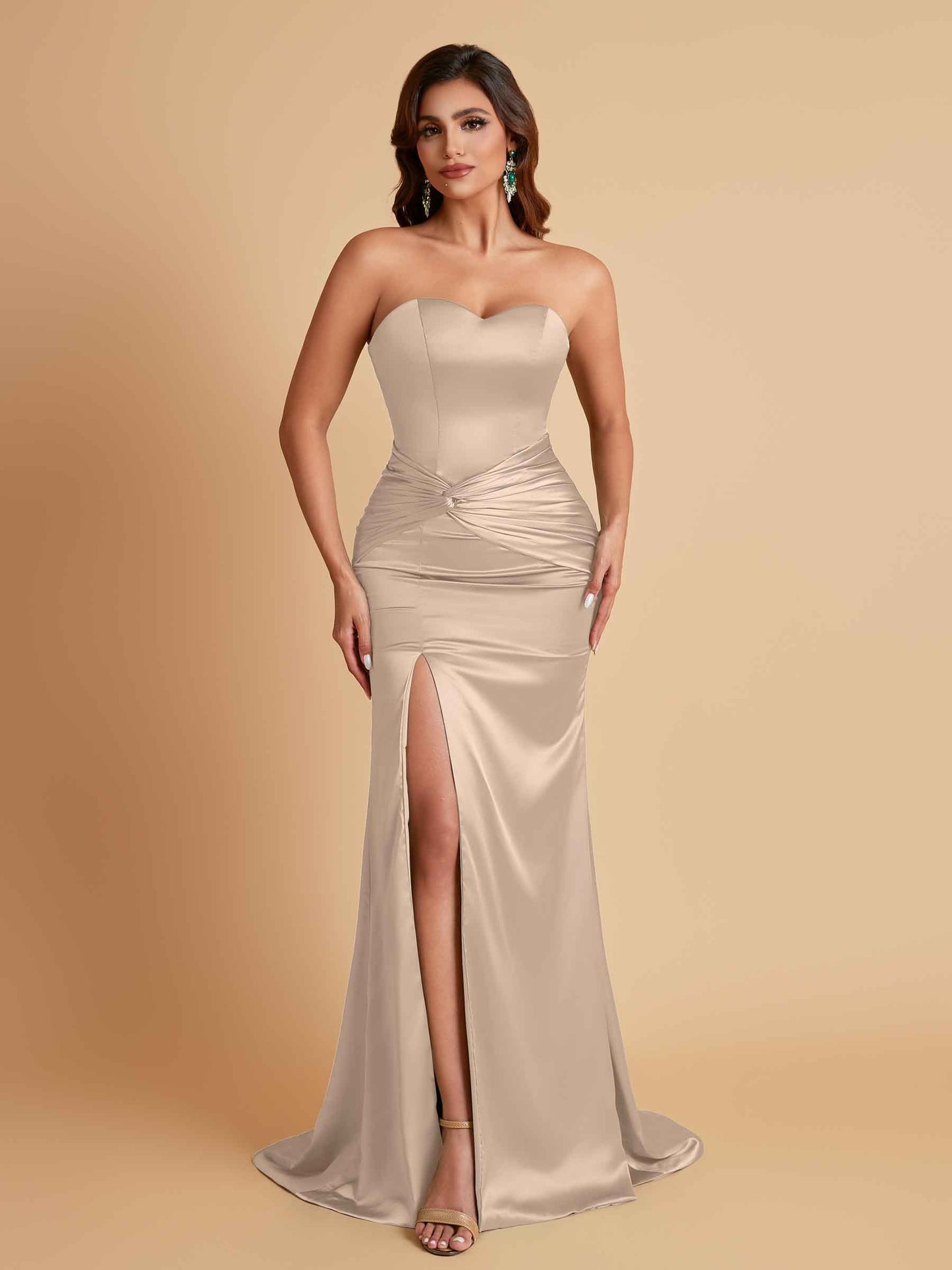 Sexy Soft Satin Mermaid Sweetheart Floor-Length Mermaid Bridesmaid Dresses
