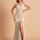 Sexy Satin V-neck Side Slit Mermaid Floor Length Bridesmaid Dresses
