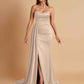 Elegant Soft Satin Sweetheart Strapless Side-Slit Mermaid Bridesmaid Dresses